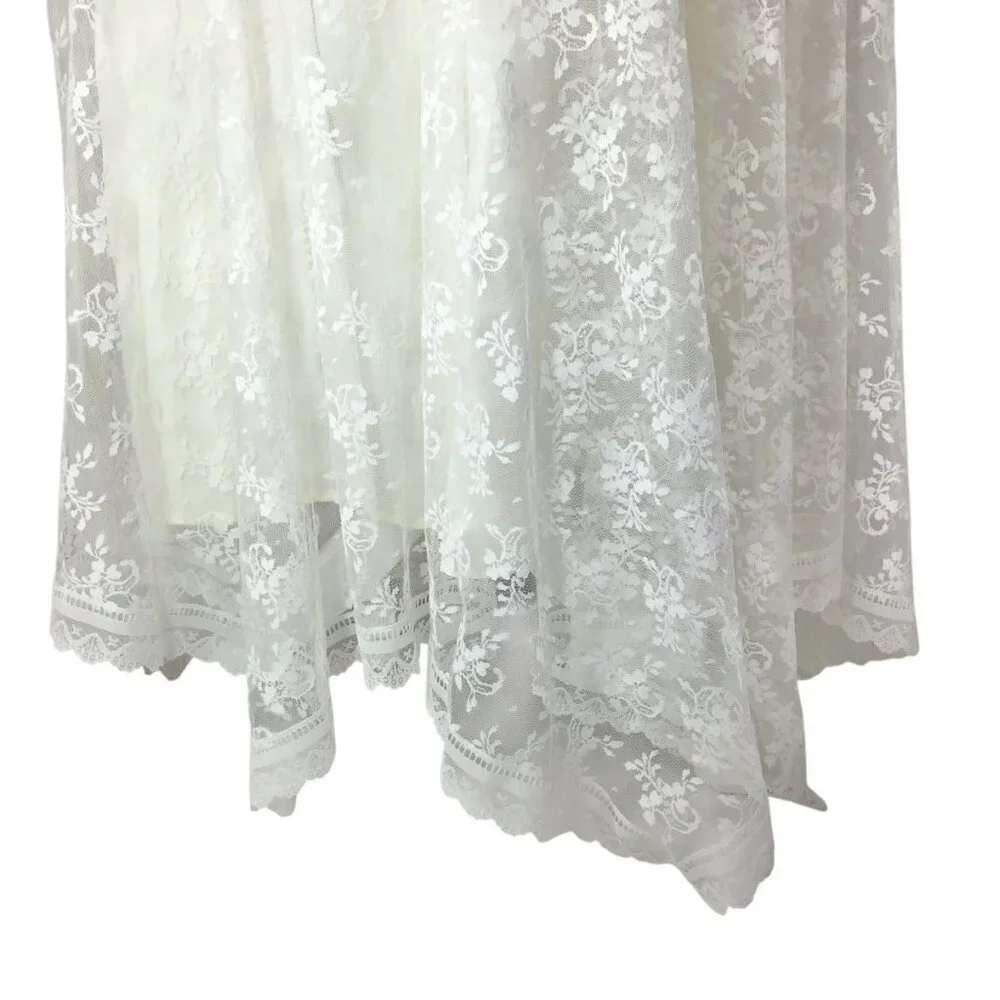Jessica McClintock Bridal Dress Gown Vintage Lace Drop Waist Size 18W Plus Ivory